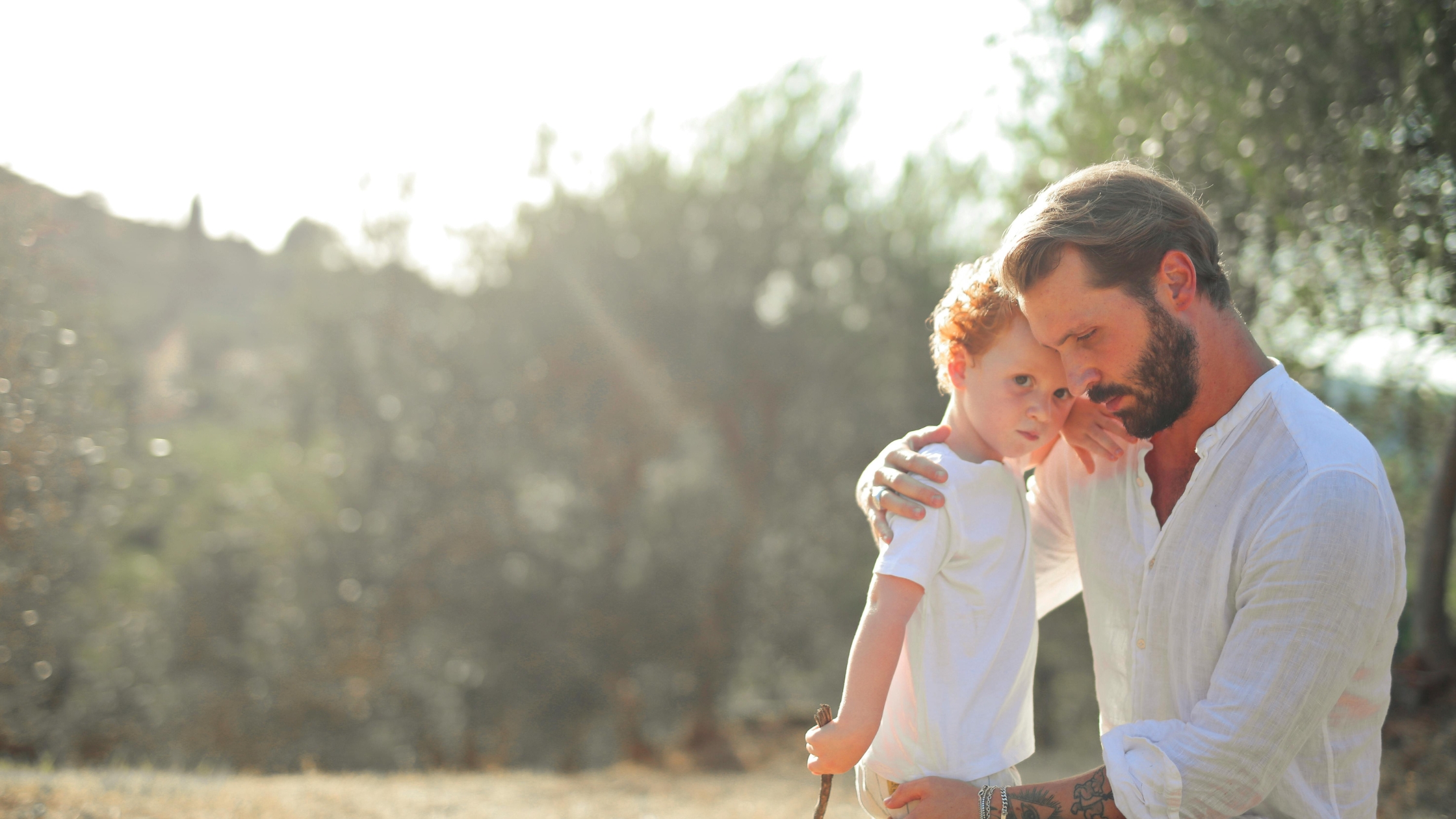 A quiet moment between father and son reflecting mindful parenting and presence